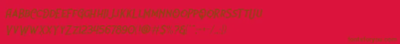 Weitere Informationen zur Nufced Slanted DEMO-Schriftart Nufced Slanted DEMO-Schriftart – Braune Schriften auf rotem Hintergrund