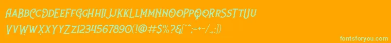 Nufced Slanted DEMO Font – Green Fonts on Orange Background