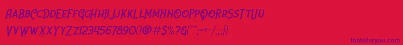 Nufced Slanted DEMO-Schriftart – Violette Schriften auf rotem Hintergrund