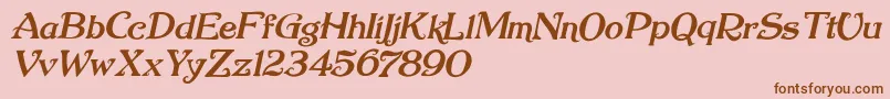 Fonte Nugie Romantic Italic – fontes marrons em um fundo rosa