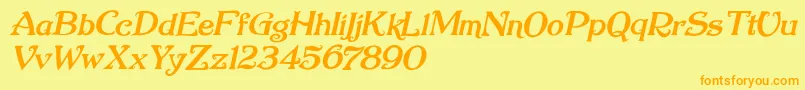 Nugie Romantic Italic-fontti – oranssit fontit keltaisella taustalla