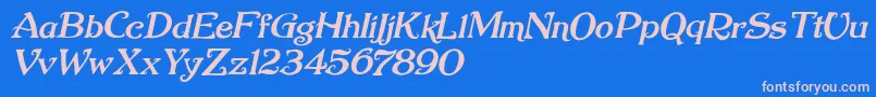 Fonte Nugie Romantic Italic – fontes rosa em um fundo azul