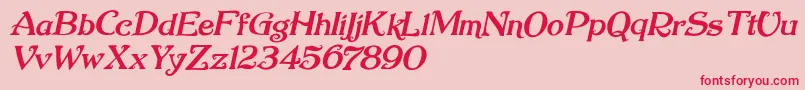 Nugie Romantic Italic-Schriftart – Rote Schriften auf rosa Hintergrund