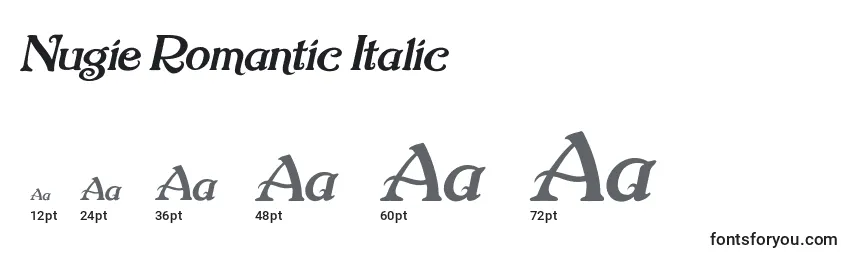Tamaños de fuente Nugie Romantic Italic