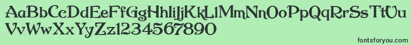 Nugie Romantic-fontti – mustat fontit vihreällä taustalla