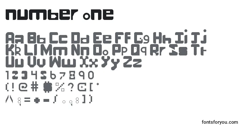 Czcionka Number one – alfabet, cyfry, specjalne znaki
