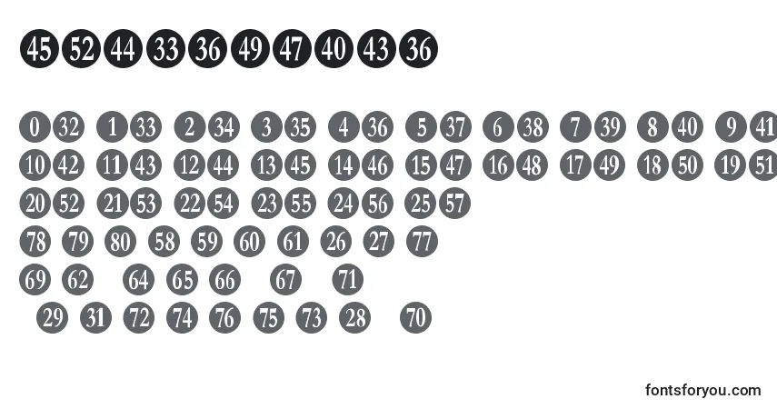 A fonte Numberpile (135817) – alfabeto, números, caracteres especiais