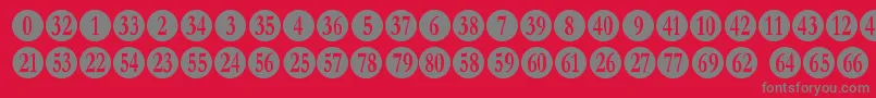 numberpile-fontti – harmaat kirjasimet punaisella taustalla