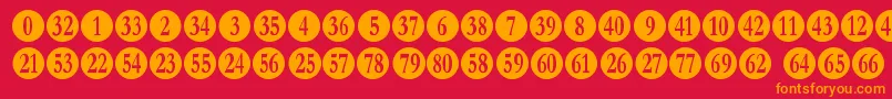 numberpile-fontti – oranssit fontit punaisella taustalla