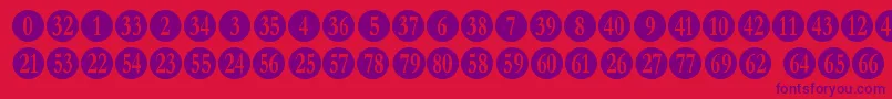 Czcionka numberpile – fioletowe czcionki na czerwonym tle
