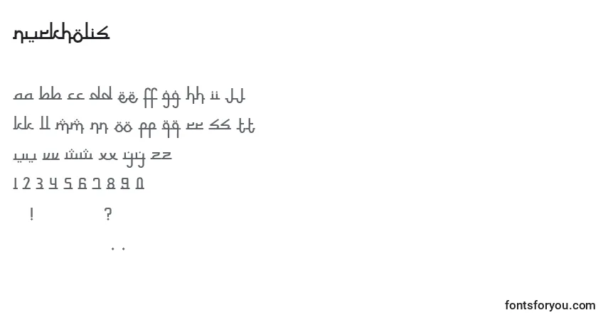 Schriftart Nurkholis (135821) – Alphabet, Zahlen, spezielle Symbole