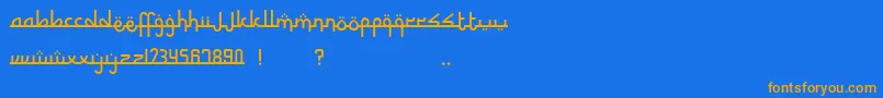 フォントNurkholis – オレンジ色の文字が青い背景にあります。