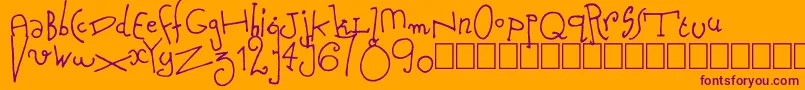 Nursery Tale-Schriftart – Violette Schriften auf orangefarbenem Hintergrund
