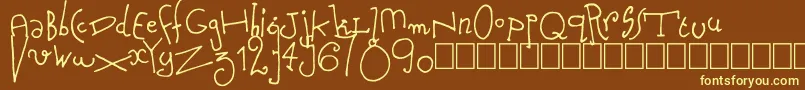 Nursery Tale-fontti – keltaiset fontit ruskealla taustalla