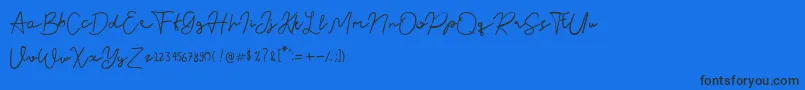 Nusapenida Signature-Schriftart – Schwarze Schriften auf blauem Hintergrund