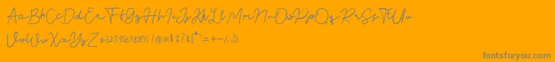 Weitere Informationen zur Nusapenida Signature-Schriftart Nusapenida Signature-Schriftart – Graue Schriften auf orangefarbenem Hintergrund