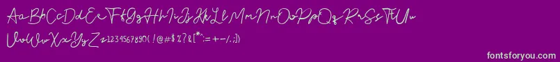 Nusapenida Signature Font – Green Fonts on Purple Background