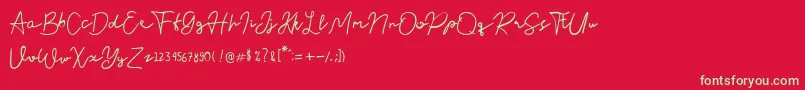 Fonte Nusapenida Signature – fontes verdes em um fundo vermelho