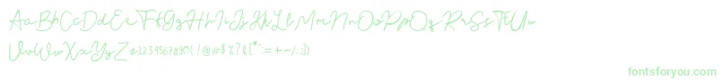 フォントNusapenida Signature – 白い背景に緑のフォント
