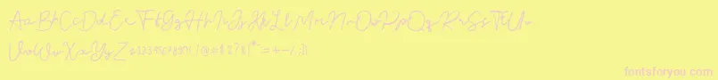Nusapenida Signature Font – Pink Fonts on Yellow Background