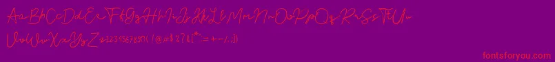 Nusapenida Signature Font – Red Fonts on Purple Background