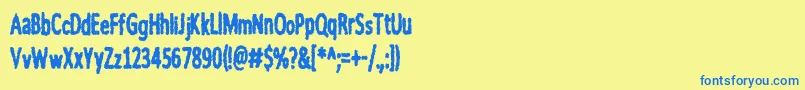 フォントnWorder – 青い文字が黄色の背景にあります。