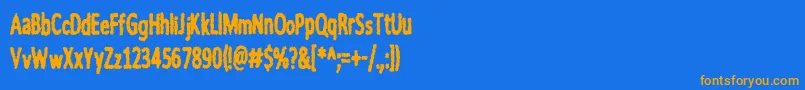 フォントnWorder – オレンジ色の文字が青い背景にあります。