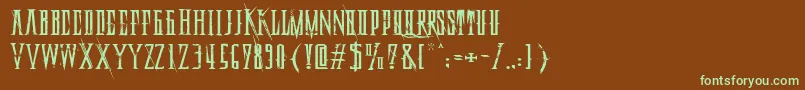 DeadlyBlackChainExtended Font – Green Fonts on Brown Background