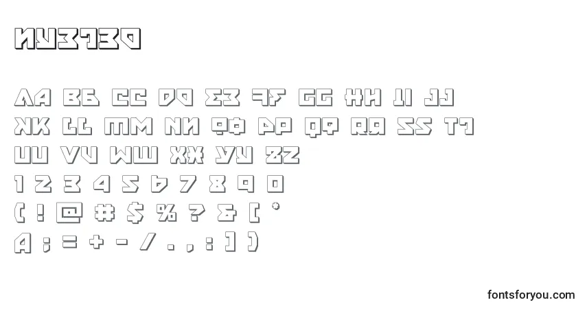 A fonte Nyet3d (135832) – alfabeto, números, caracteres especiais