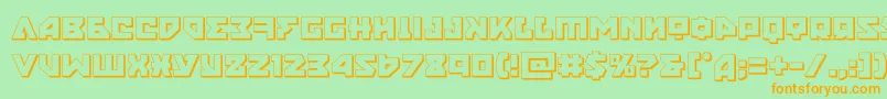 nyet3d-Schriftart – Orangefarbene Schriften auf grünem Hintergrund
