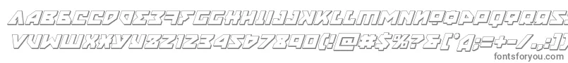 フォントnyet3dital – 白い背景に灰色の文字