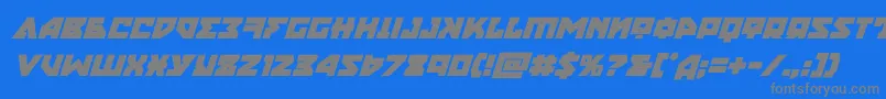 フォントnyetboldital – 青い背景に灰色の文字