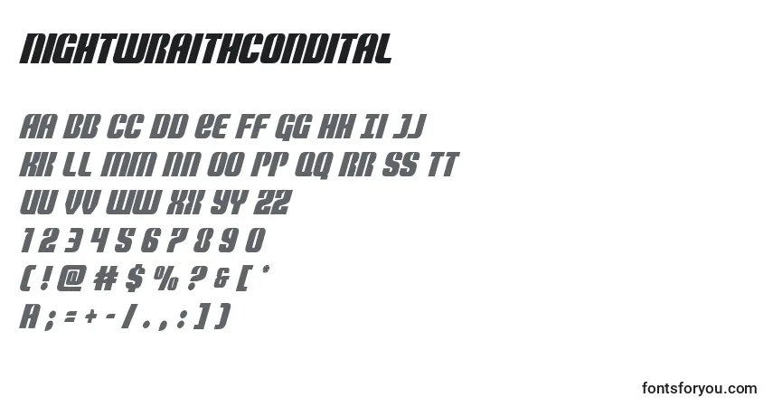 Schriftart Nightwraithcondital – Alphabet, Zahlen, spezielle Symbole