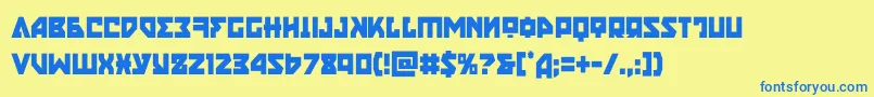 フォントnyetcond – 青い文字が黄色の背景にあります。