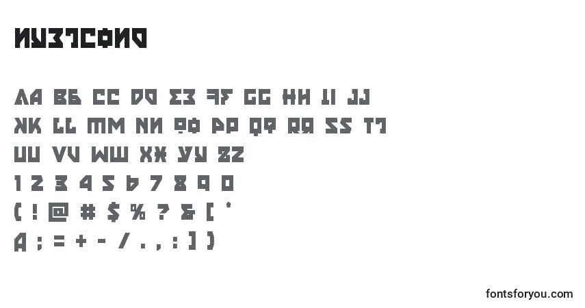 A fonte Nyetcond (135841) – alfabeto, números, caracteres especiais
