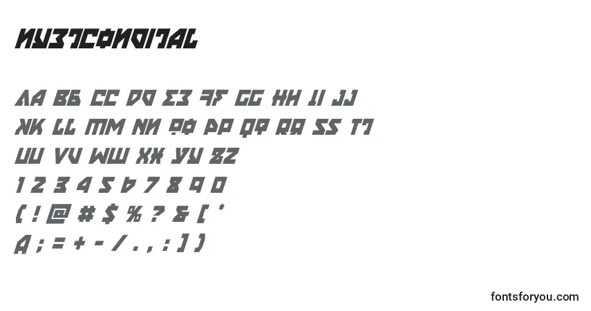 Schriftart Nyetcondital (135842) – Alphabet, Zahlen, spezielle Symbole