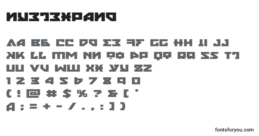 A fonte Nyetexpand (135844) – alfabeto, números, caracteres especiais