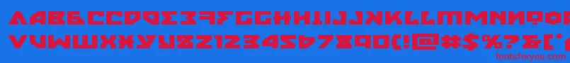 nyetexpand-Schriftart – Rote Schriften auf blauem Hintergrund