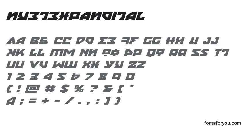Nyetexpandital (135846)-fontti – aakkoset, numerot, erikoismerkit