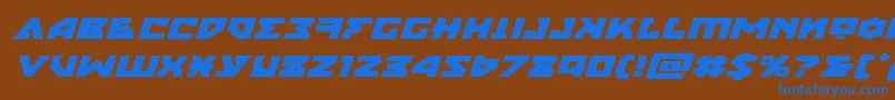 フォントnyetexpandital – 茶色の背景に青い文字
