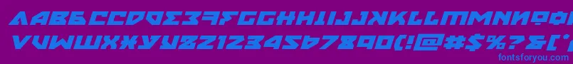 フォントnyetexpandital – 紫色の背景に青い文字