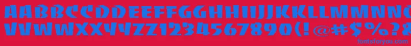 BaccaratuprightwideRegular Font – Blue Fonts on Red Background