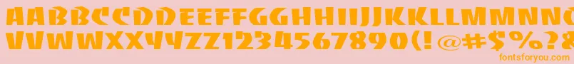 BaccaratuprightwideRegular-Schriftart – Orangefarbene Schriften auf rosa Hintergrund