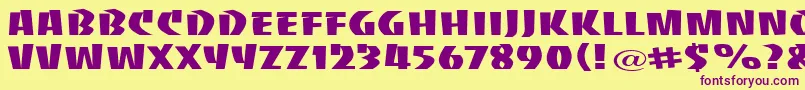 BaccaratuprightwideRegular Font – Purple Fonts on Yellow Background