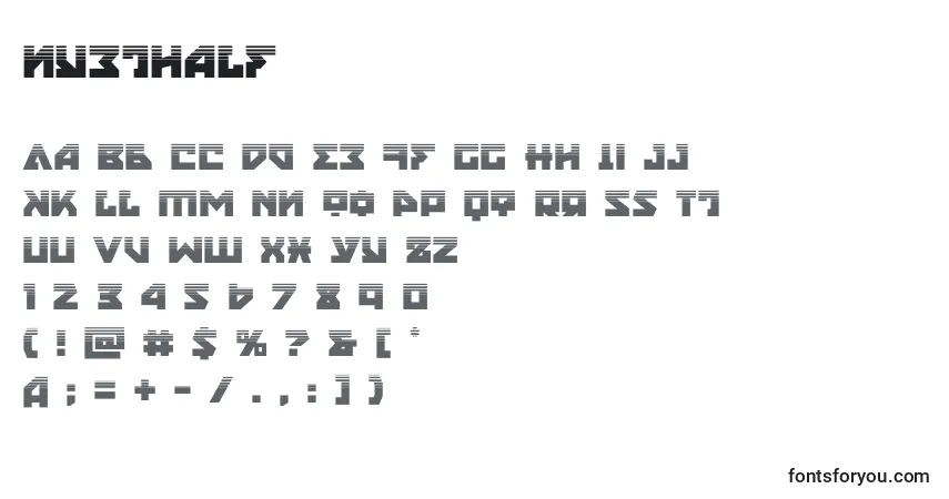 Schriftart Nyethalf (135852) – Alphabet, Zahlen, spezielle Symbole