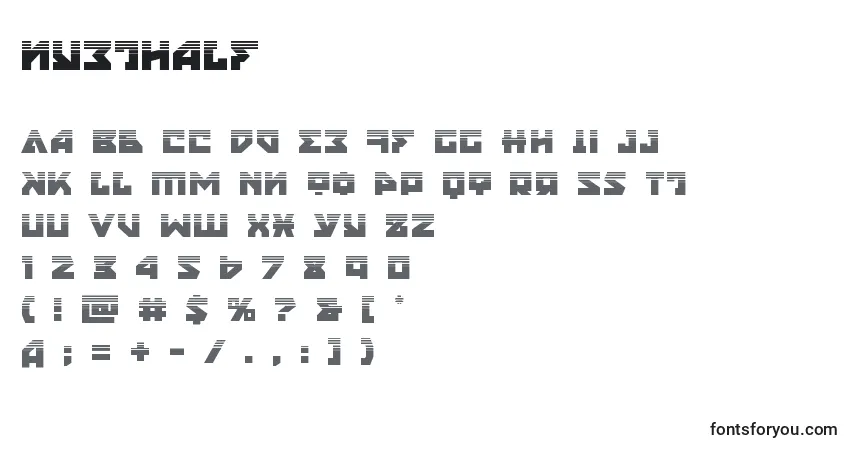 Шрифт Nyethalf (135853) – алфавит, цифры, специальные символы