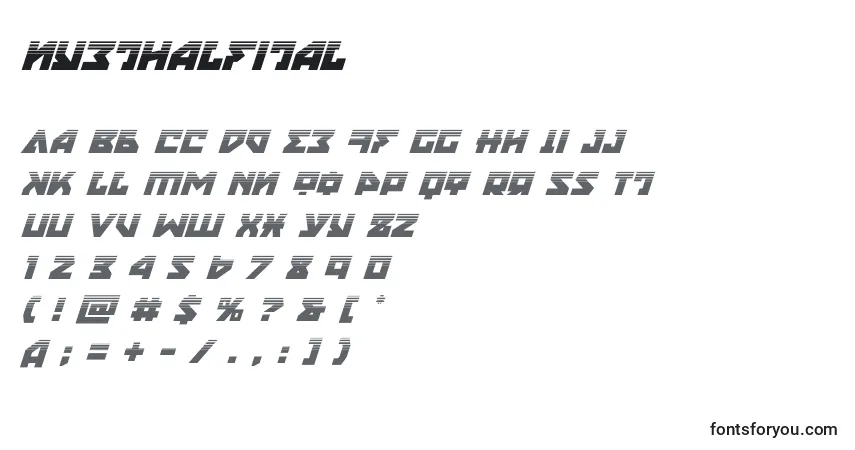 Шрифт Nyethalfital (135854) – алфавит, цифры, специальные символы