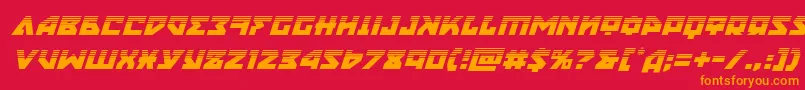 フォントnyethalfital – 赤い背景にオレンジの文字
