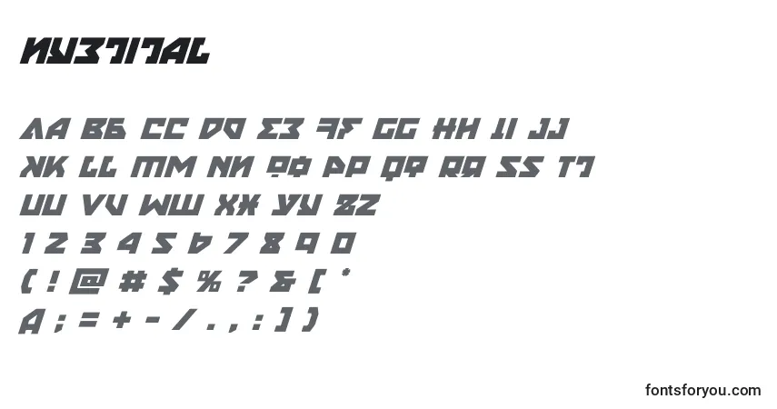Schriftart Nyetital (135856) – Alphabet, Zahlen, spezielle Symbole