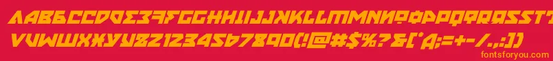 フォントnyetital – 赤い背景にオレンジの文字